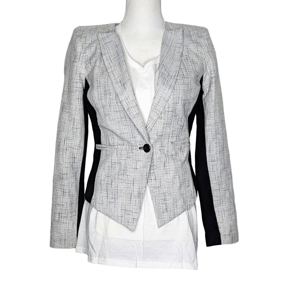 Mossimo Blazer  Metallic Tweed Ponte Knit Blazer Jacket Black Gray Size XS